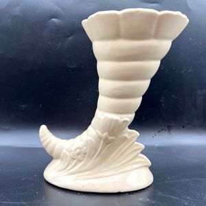 Brush McCoy Cornucopia vase.   1920’s.  7” tall. Ivory color